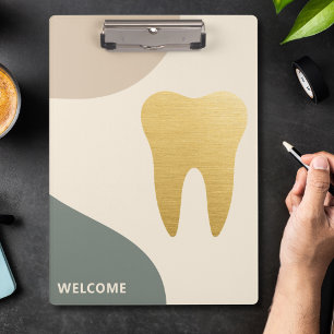 Modern Minimalist Dental Faux Gold Tooth Clipboard