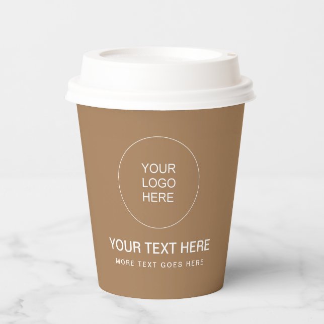 Modern Minimalist Design Brown Papercup With Lid Paper Cups (Front)