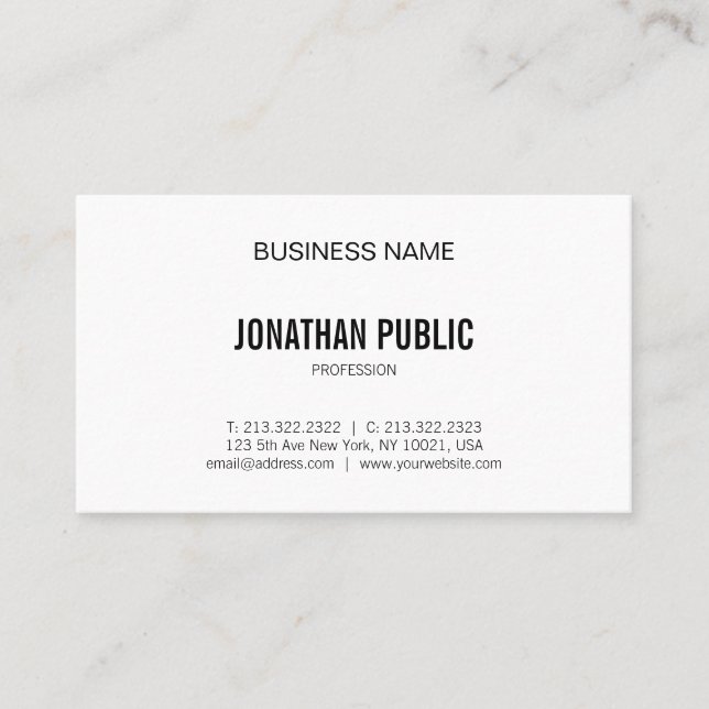 Modern Minimalist Design Elegant Plain Trendy Business Card (Front)