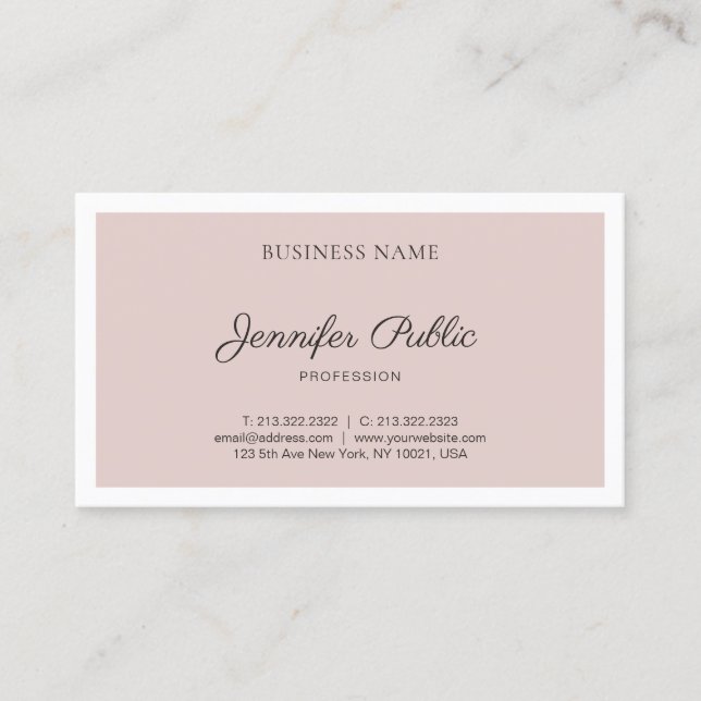Modern Minimalist Design Elegant Plain Trendy Luxe Business Card (Front)