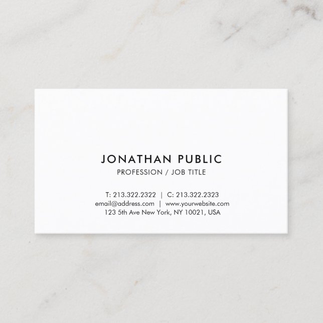 Modern Minimalist Design Elegant Professional Business Card (Front)