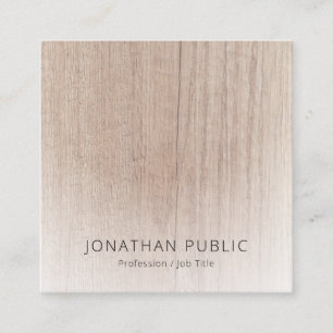 Modern Minimalist Design Elegant Wood Look Square Business Card