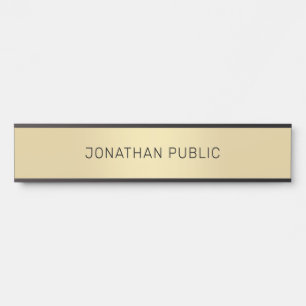 Modern Minimalist Design Gold Black Chic Template Door Sign