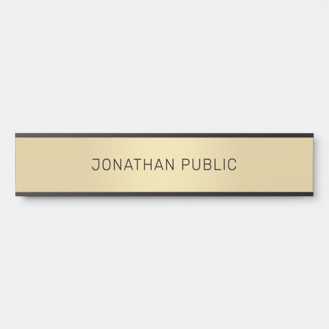Modern Minimalist Design Gold Black Chic Template Door Sign (Front)