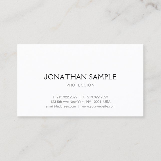 Modern Minimalist Design Template Professional Business Card (Front)