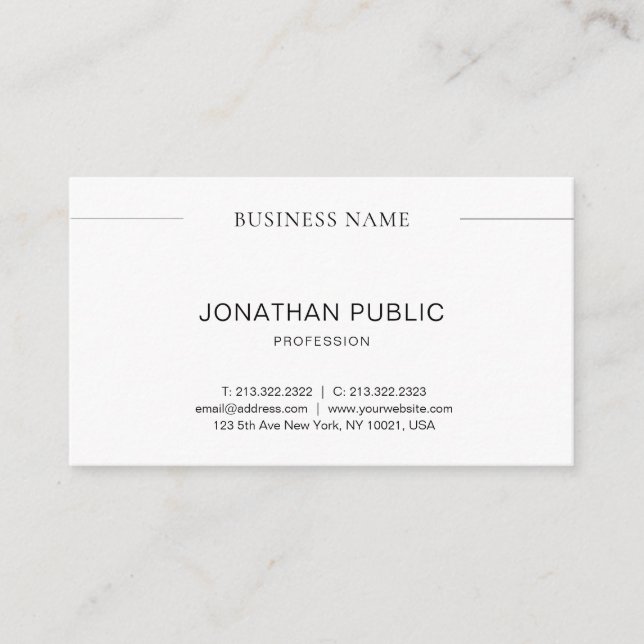 Modern Minimalist Design Trendy Simple Template Business Card (Front)