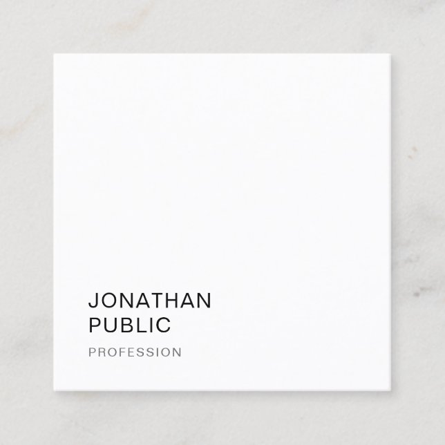 Modern Minimalist Design Trendy Template Elegant Square Business Card (Front)