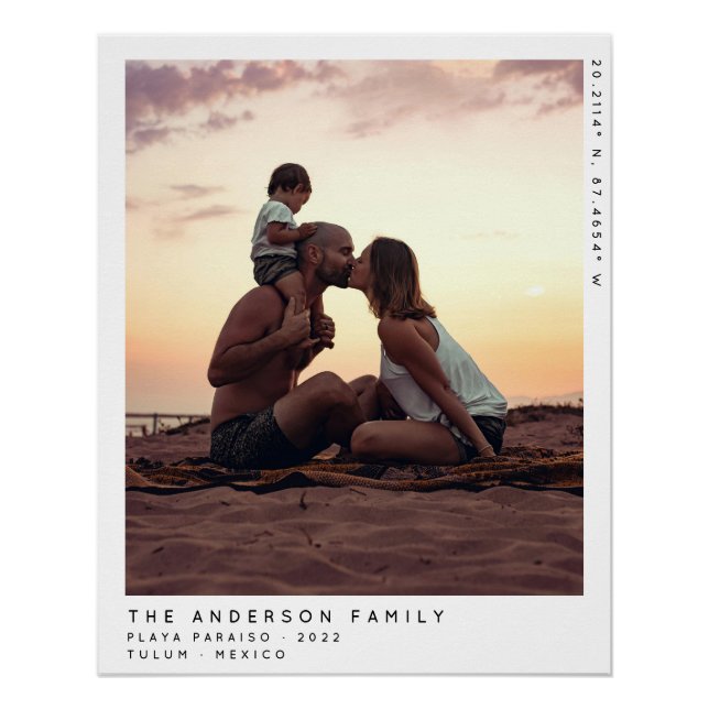 Modern Minimalist Destination Family Photo Poster (Front)
