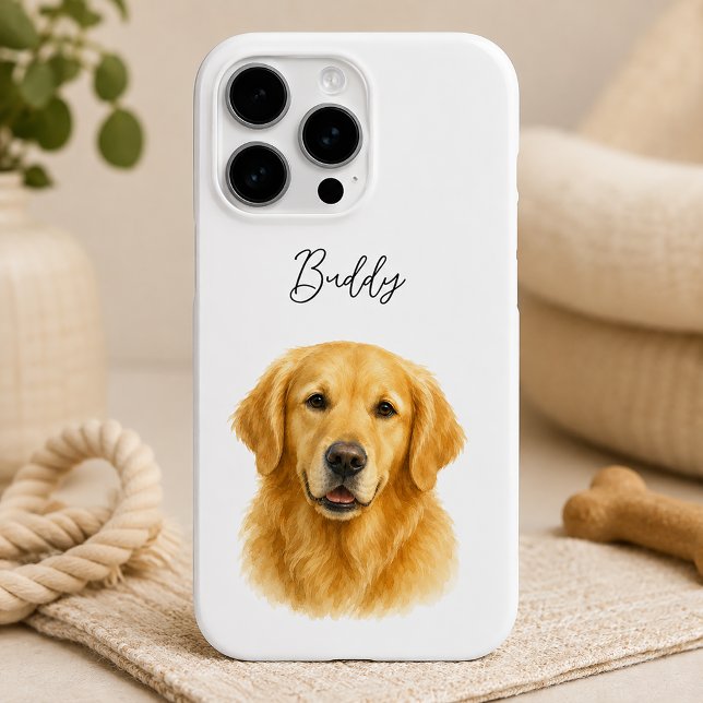 Modern Minimalist Dog Photo and Script Name iPhone Case (Creator Uploaded)