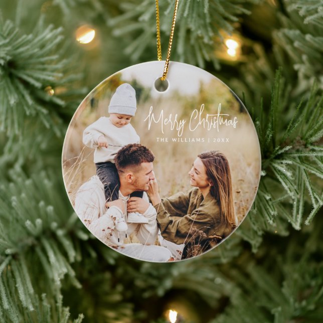 modern minimalist double-sided photo  ceramic ornament (Tree)