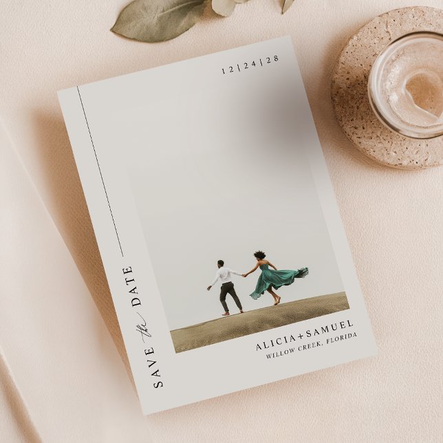 Modern Minimalist Double Sided Photo Save The Date (Creator Uploaded)