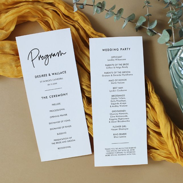 Modern minimalist double sided wedding program (Creator Uploaded)
