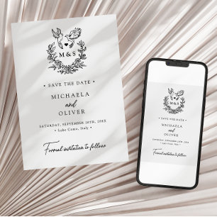 Modern Minimalist Doves Elegant Script Wedding Save The Date