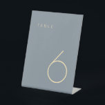 Modern Minimalist Dusty Blue and Gold Table Number Pedestal Sign<br><div class="desc">This Modern Minimalist Table Number is perfect for wedding table numbers or any table number party needs. Fully customizable! **PLEASE NOTE: To order,  simply adjust your table number and add each number to your cart separately. Then check out once you are finished.</div>