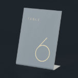Modern Minimalist Dusty Blue and Gold Table Number Pedestal Sign<br><div class="desc">This Modern Minimalist Table Number is perfect for wedding table numbers or any table number party needs. Fully customizable! **PLEASE NOTE: To order,  simply adjust your table number and add each number to your cart separately. Then check out once you are finished.</div>
