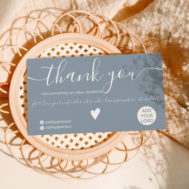 Modern minimalist  dusty blue order thank you business card (Creator Uploaded)