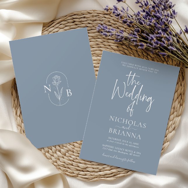 Modern Minimalist Dusty Blue Wedding Classic Invitation (Creator Uploaded)