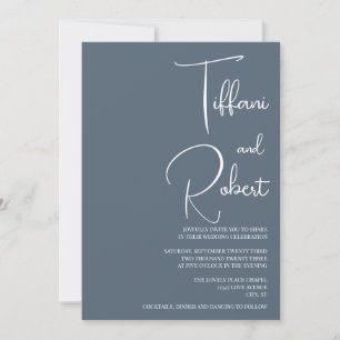 Modern Minimalist Dusty Blue Wedding Invitation