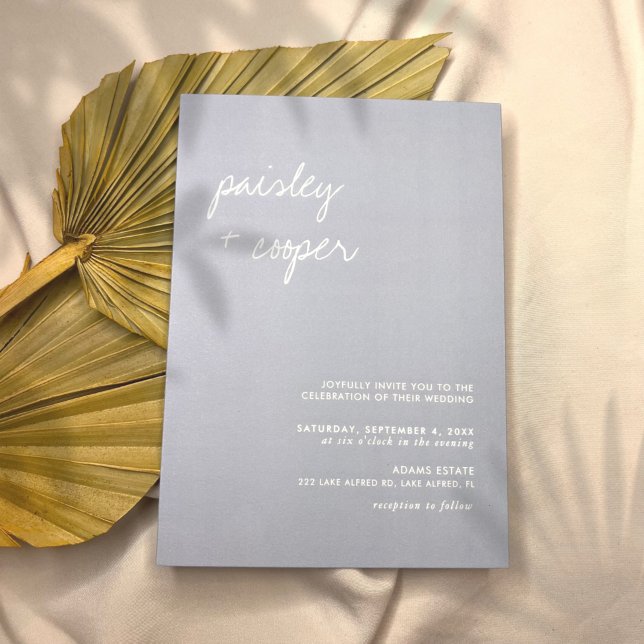 Modern Minimalist Dusty Blue Wedding Invitation (Creator Uploaded)