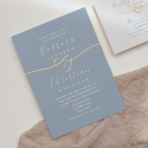 Modern Minimalist Dusty Blue Wedding Invitation