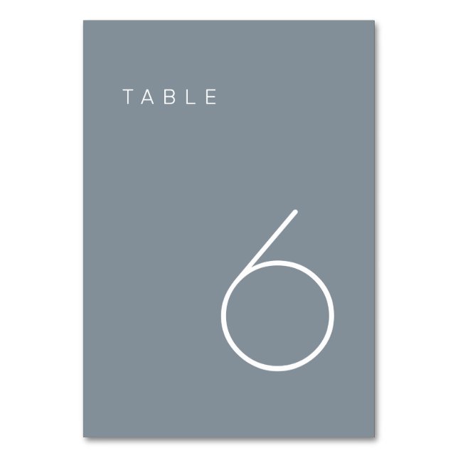 Modern Minimalist Dusty Blue & White Table Number (Front)