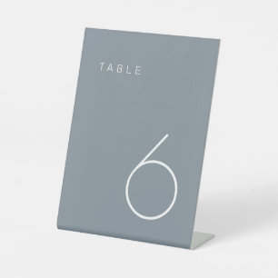 Modern Minimalist Dusty Blue & White Table Number  Pedestal Sign