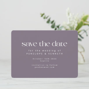 Modern Minimalist Dusty Purple Chic Simple Wedding Save The Date
