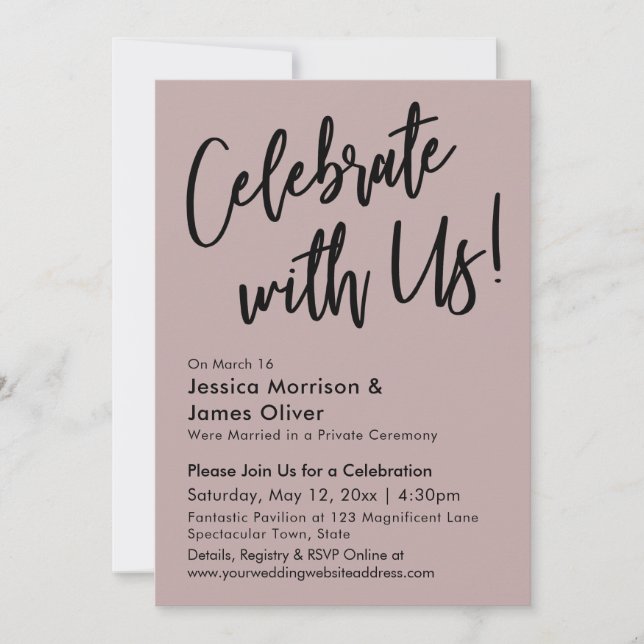 Modern Minimalist Dusty Rose Celebrate with Us! Invitation (Front)