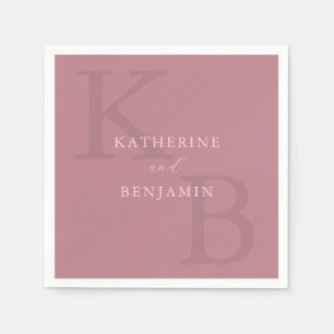 Modern Minimalist Dusty Rose Monogram Wedding Napkin