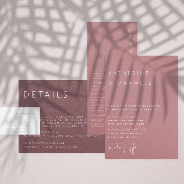 Modern Minimalist Dusty Rose Wedding Invitation (Creator Uploaded)