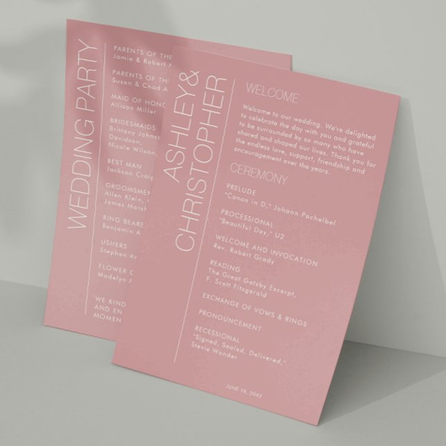 Modern Minimalist Dusty Rose Wedding Program (Creator Uploaded)