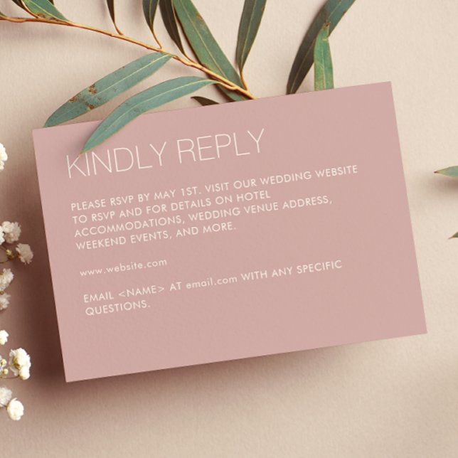 Modern Minimalist Dusty Rose Wedding RSVP Card (Creator Uploaded)