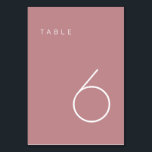 Modern Minimalist Dusty Rose & White Table Number<br><div class="desc">This Modern Minimalist Table Number is perfect for wedding table numbers or any table number party needs! Fully customizable!</div>