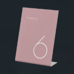 Modern Minimalist Dusty Rose & White Table Number  Pedestal Sign<br><div class="desc">This Modern Minimalist Table Number is perfect for wedding table numbers or any table number party needs! Fully customizable!</div>