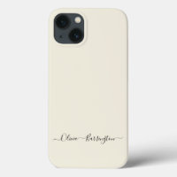Modern Minimalist Ecru Off Whit Script Custom Name