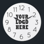 Modern Minimalist Editable Company Business Logo  Large Clock<br><div class="desc">Company/business logo round wall clock personalized by adding your company logo and choosing your background color with Zazzle's design tool</div>
