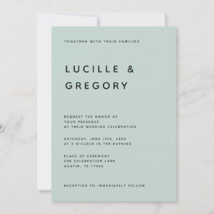 Modern Minimalist Editorial All Caps Seafoam Invitation