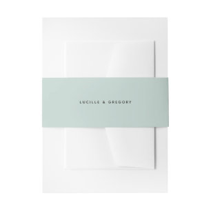 Modern Minimalist Editorial All Caps Seafoam Invitation Belly Band