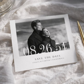 Modern Minimalist Editorial Black and White Photo Save The Date