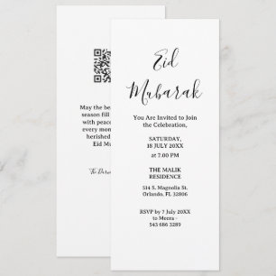 Modern Minimalist Eid Mubarak Invitation   QR Code