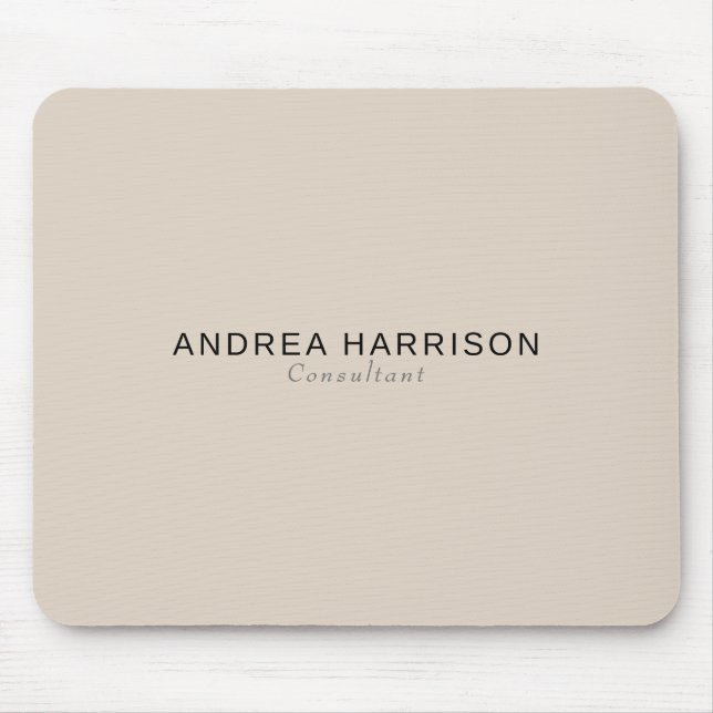 Modern Minimalist Elegant Beige Name Mouse Pad (Front)
