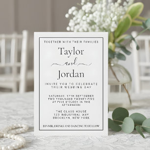 Modern Minimalist Elegant Black and White Script  Invitation