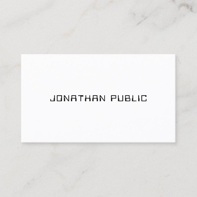 Modern Minimalist Elegant Black And White Template Business Card (Front)