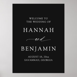 Modern Minimalist Elegant Black Wedding Welcome Poster