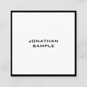 Modern Minimalist Elegant Black White Top Template Square Business Card