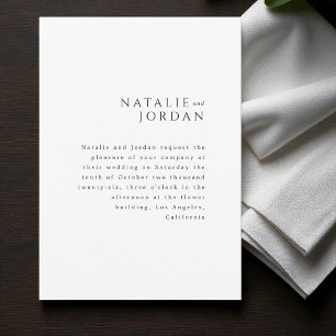 Modern Minimalist Elegant Black White Wedding Invitation