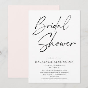 Modern Minimalist Elegant Blush Pink Bridal Shower Invitation