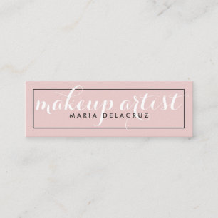 Modern minimalist elegant blush pink girly makeup mini business card