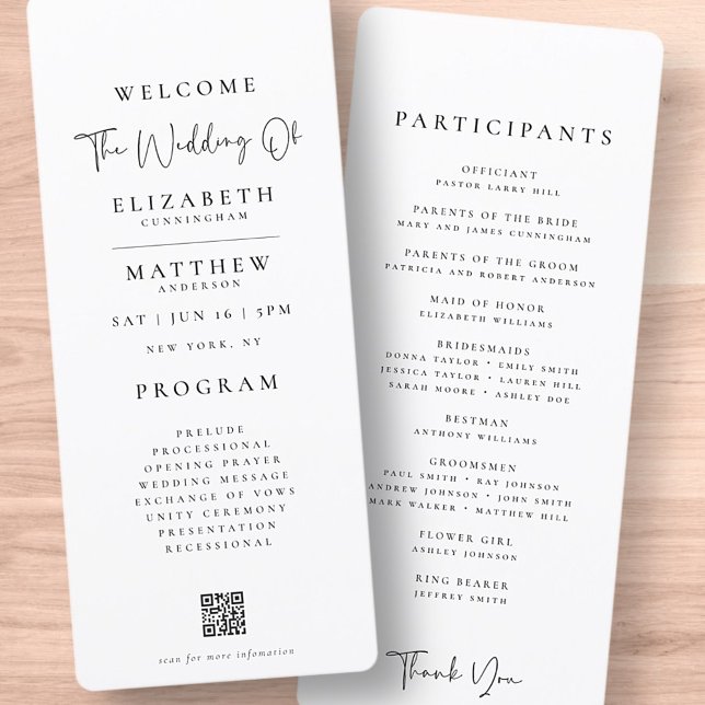 Modern Minimalist Elegant Chic Simple Wedding Program (Creator Uploaded)