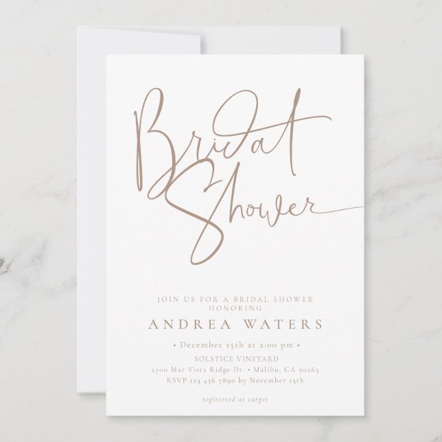 Modern Minimalist Elegant Classic Bridal Shower Invitation (Front)